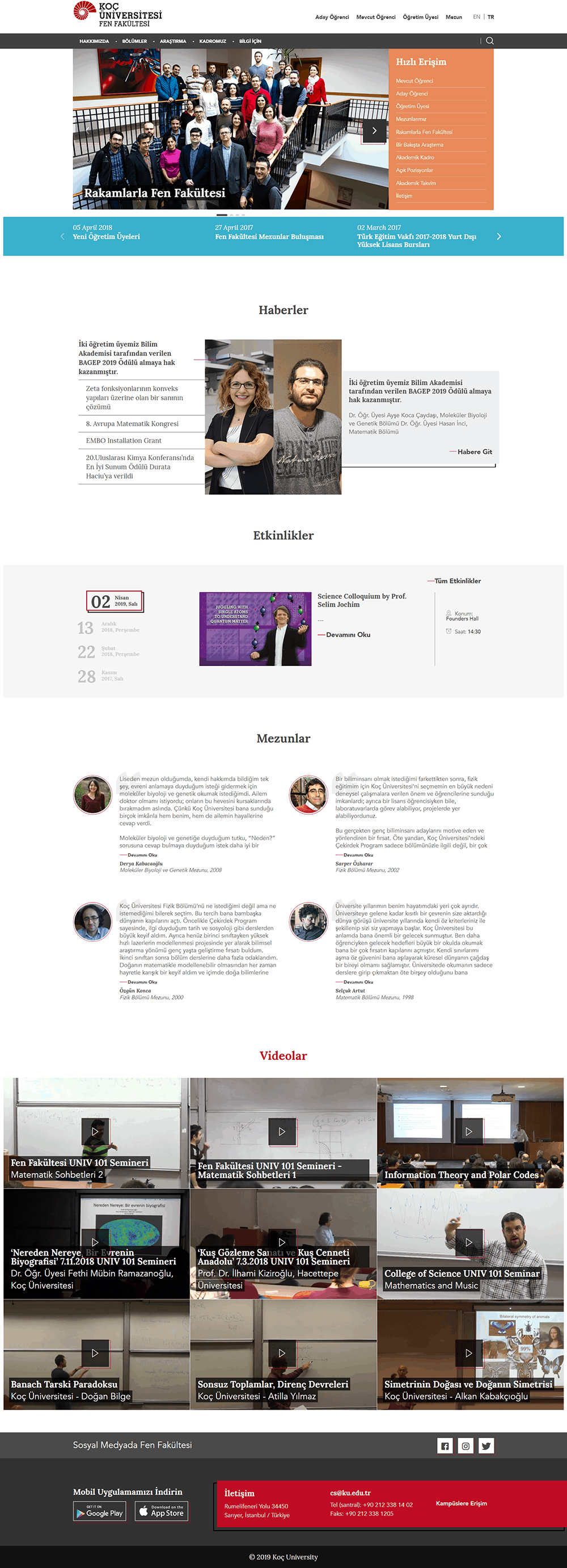 Koç University Science Web Site Project