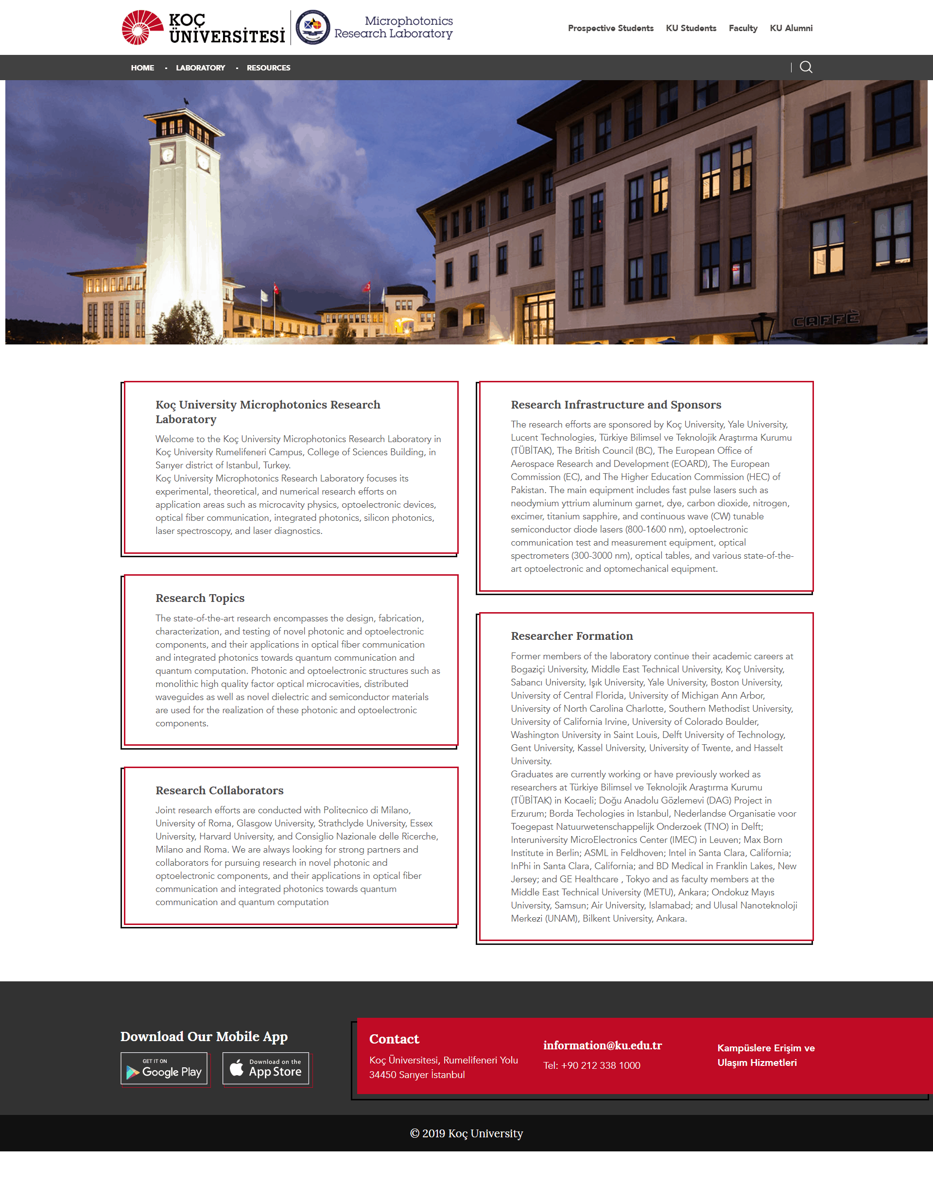 Koç University Microphotonics Research Laboratory Web Site Project